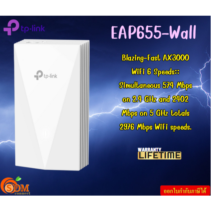 TP-LINK EAP655-Wall AX3000 Wall Plate WiFi 6 Access Point รับประกันสินค้า LT