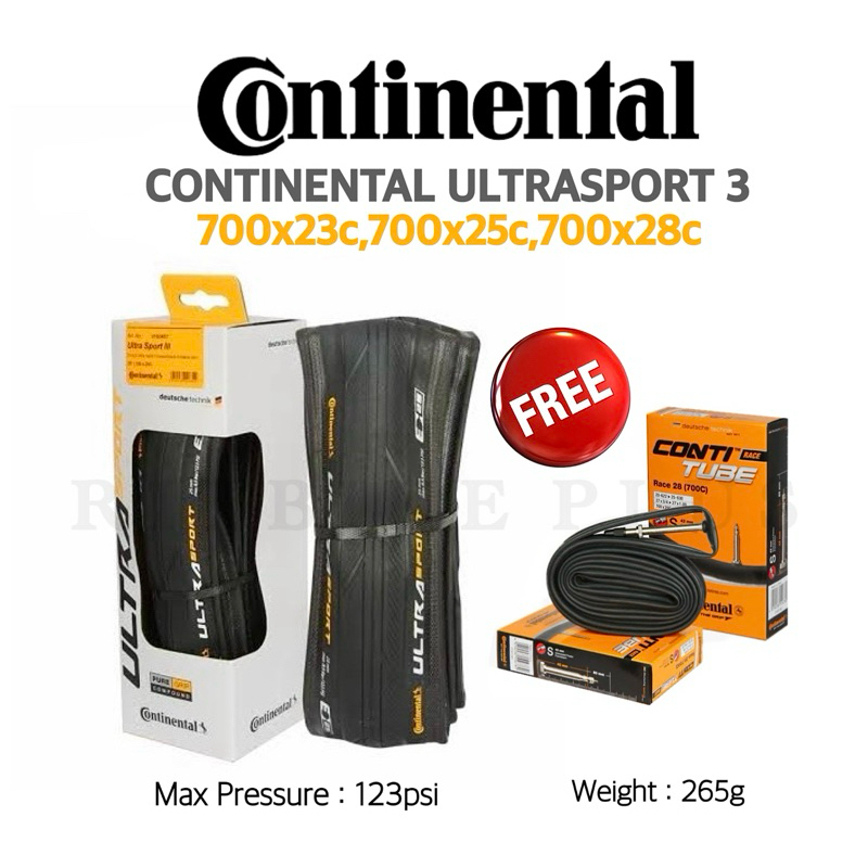 (โค๊ดส่วนลด)(แถมยางในConti) ยางนอกเสือหมอบ Continental Ultrasport3 ขนาด 23c ,25c ,28c ประกันบริษัท ผลิต 05/2023