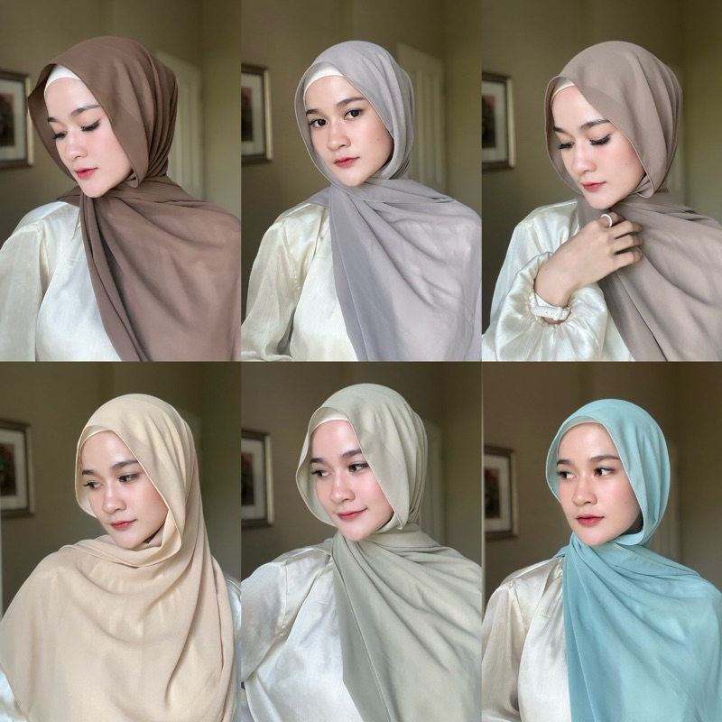 ซื้อ (พร้อมส่ง)Cl  ~🌷Hijab ผ้าคลุมชีฟอง  พันยาว โทนสีละมุน✨