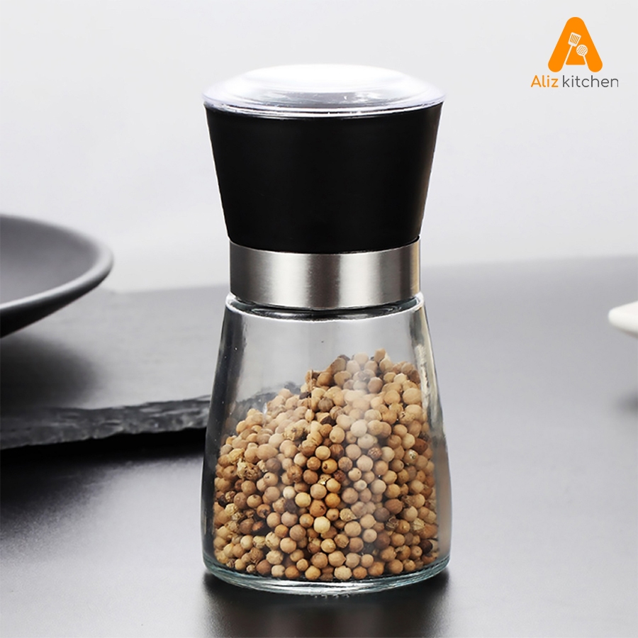ขวดใส่เครื่องปรุง ขวดบดพริกไทย ขวดบดเกลือ ขวดบดพริกไทย ด้วยมือ หนา grinder จับถนัดมือ Aliz Kitchen