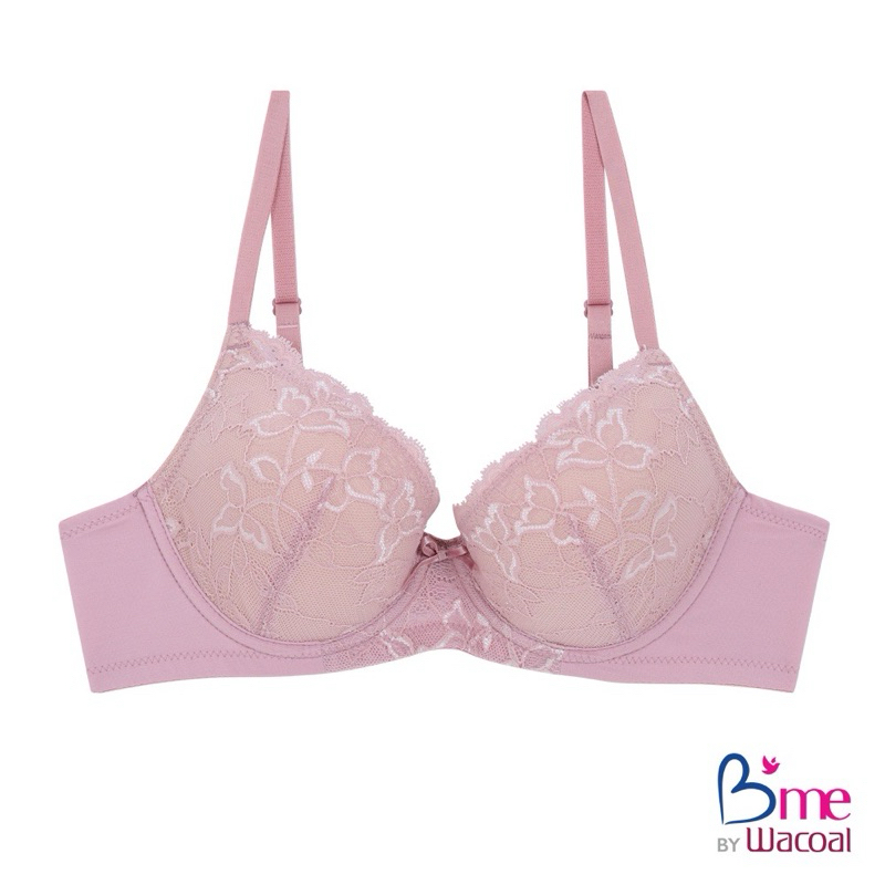 B'me เสื้อชั้นใน รุ่น ME1A68 สีชมพูกุหลาบ สีดำ (ลูกไม้ลายCarnetion ) C80/36