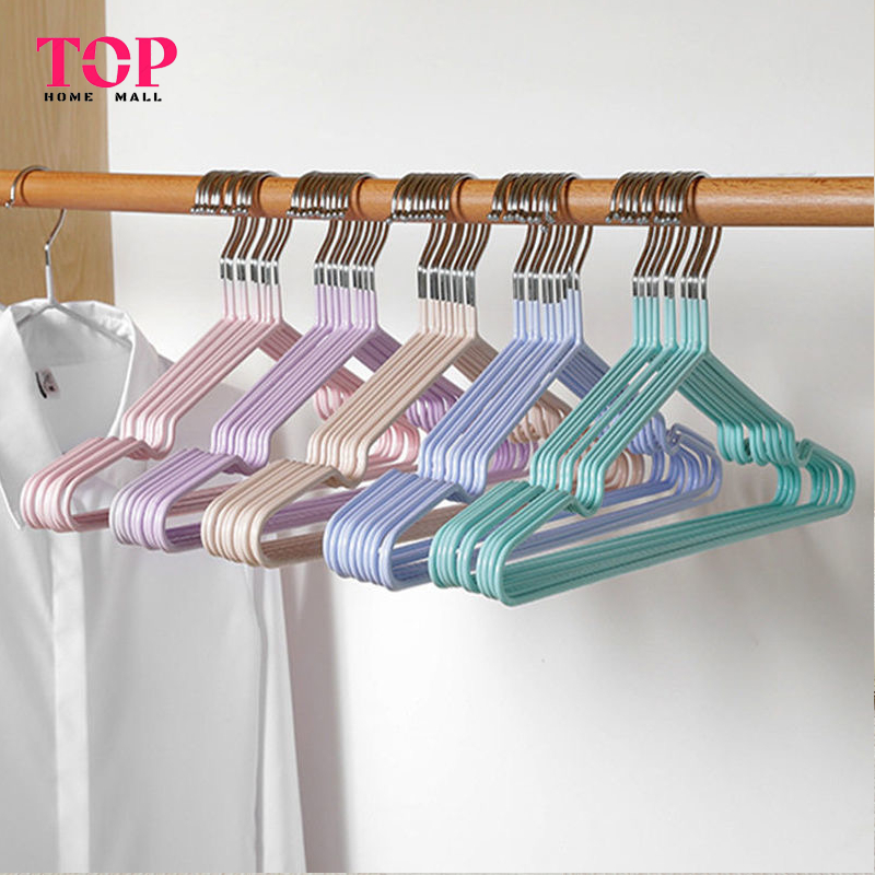 ไม้แขวนเสื้อผ้า สแตนเลส สีสดใส พกพา กันผ้าลื่น