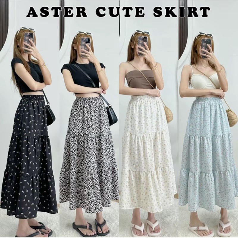 I'STYLE 🩵 SK012 : ASTER SKIRT กระโปรงลายดอกไม้