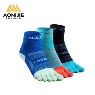 Set 3 คู่ !! AONIJIE five fingers Socks E4802 ถุงเท้าแยกนิ้วขอยาวเหนือตุ่ม ผลิตจากเส้นใยสังเคราะห์ Coolmax ของแท้ 100%