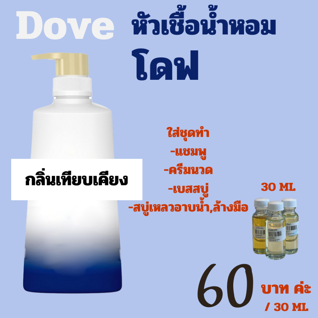 หัวเชื้อน้ำหอม กลิ่น โดฟ ขนาด 30 มล. ราคา 60 บาท