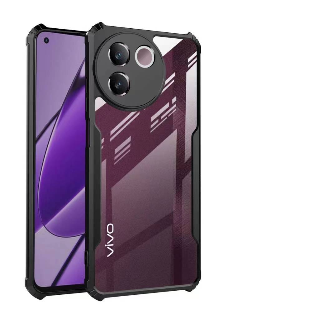 Vivo V30E 5Gตรงรุ่น(พร้อมส่งในไทย)เคสกันกระแทกขอบสีหลังใสVivo V30e 5G