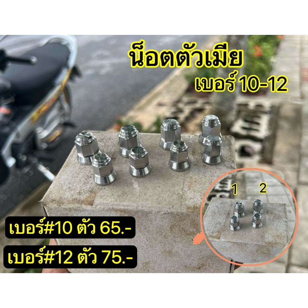 น็อตตัวเมียกลึงหัว เบอร์ 10 - เบอร์ 12