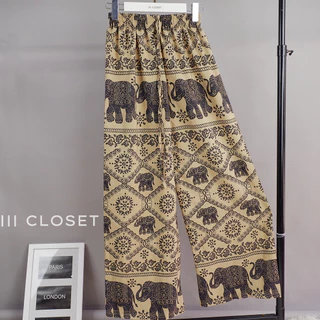 กางเกงช้าง lll Freesize lll COM505 เอวยางยืดรอบตัว ทรงขากระบอกใหญ่ ผ้าไหมอิตาลี ผ้าเบาใส่สบาย