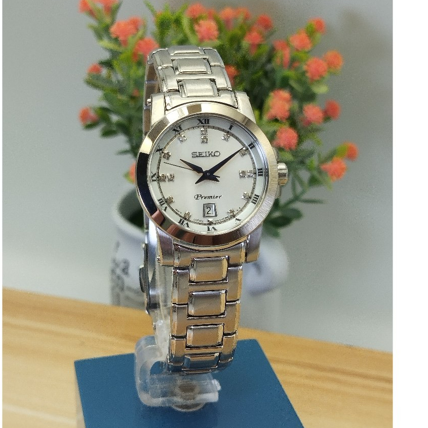 Seiko Premier Japan รุ่น SXDG01P1 นาฬิกาผู้หญิง ระบบควอตซ์ เพชรแท้ ใบรับประกัน