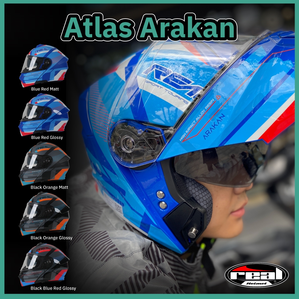 Real หมวกกันน็อคยกคาง Atlas Arakan By Motofiix