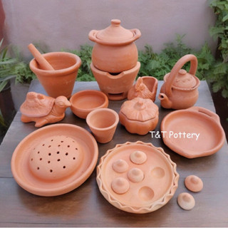 ชุดเครื่องครัวเด็ก ตั้งไฟทำอาหารได้จริง ของเล่นเด็กดินเผา (ข…