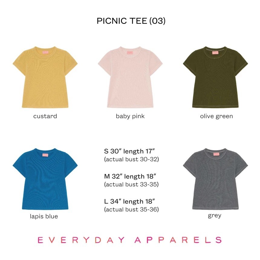 PREORDER - EVERYDAY APPARELS Picnic tee 03 เสื้อผ้าผู้หญิง เสื้อยืดผ้าบาง