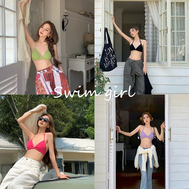 swim girlบิกินี่ท็อป ชุดว่ายน้ำ บรา ผูกคอ 4สี สไตล์เซ็กซี่#0331 ราคา ถูกที่สุด ดีลบีเคเค