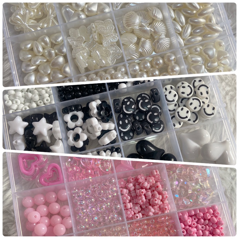 M027 กล่องลูกปัด 12 ช่อง แถมเอ็นยืด เซ็ทกล่องลูกปัด งานตกแต่งdiy