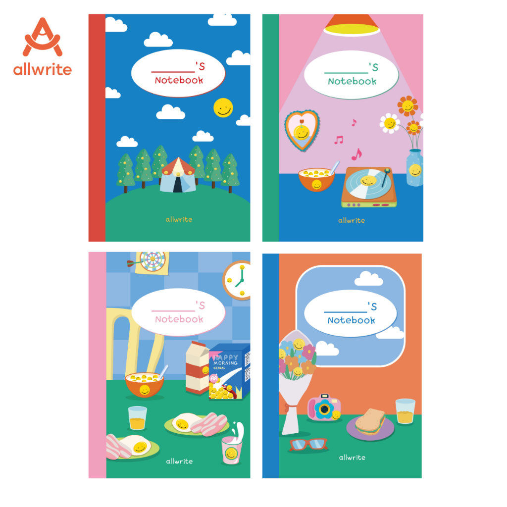 allwrite สมุดโน๊ต สมุดจดบันทึก A5 แบบมีเส้น AW261 มี 4 ลาย