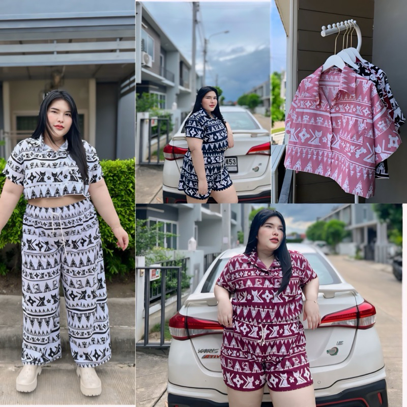 กางเกงแมวขาสั้น+เสื้อแมวไซส์ใหญ่