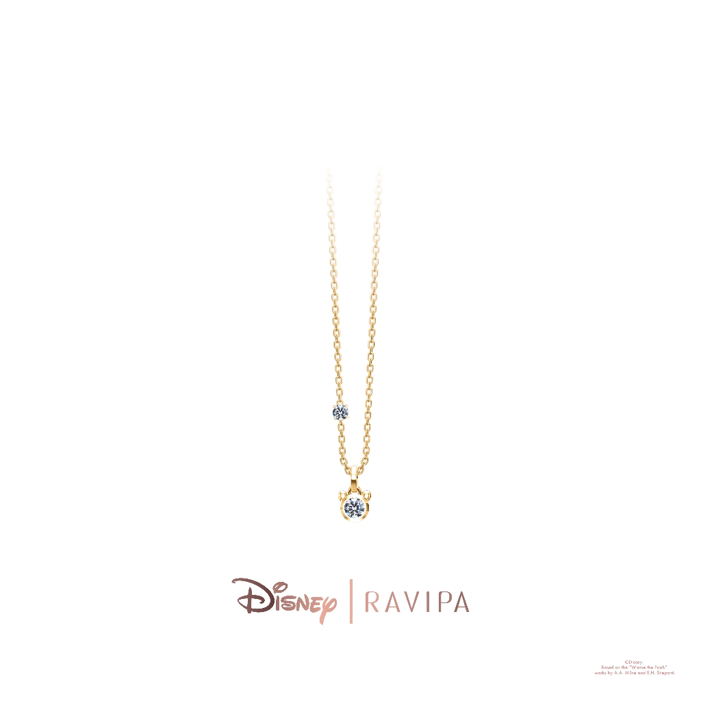 Gold Winnie the Pooh Diamond Necklace