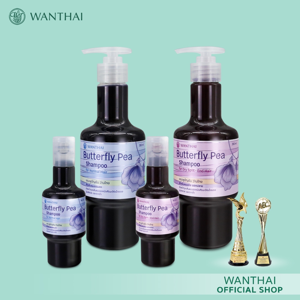 Wanthai (ว่านไทย) 🌿 แชมพูดอกอัญชัน l ช่วยให้ผมดกดำ เงางาม ลดการอักเสบบนหนังศีรษะ ป้องกันผมหงอกก่อนวัย