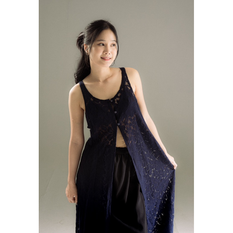 Lace Dress Navy Blue 🌼💐🧤💖✨