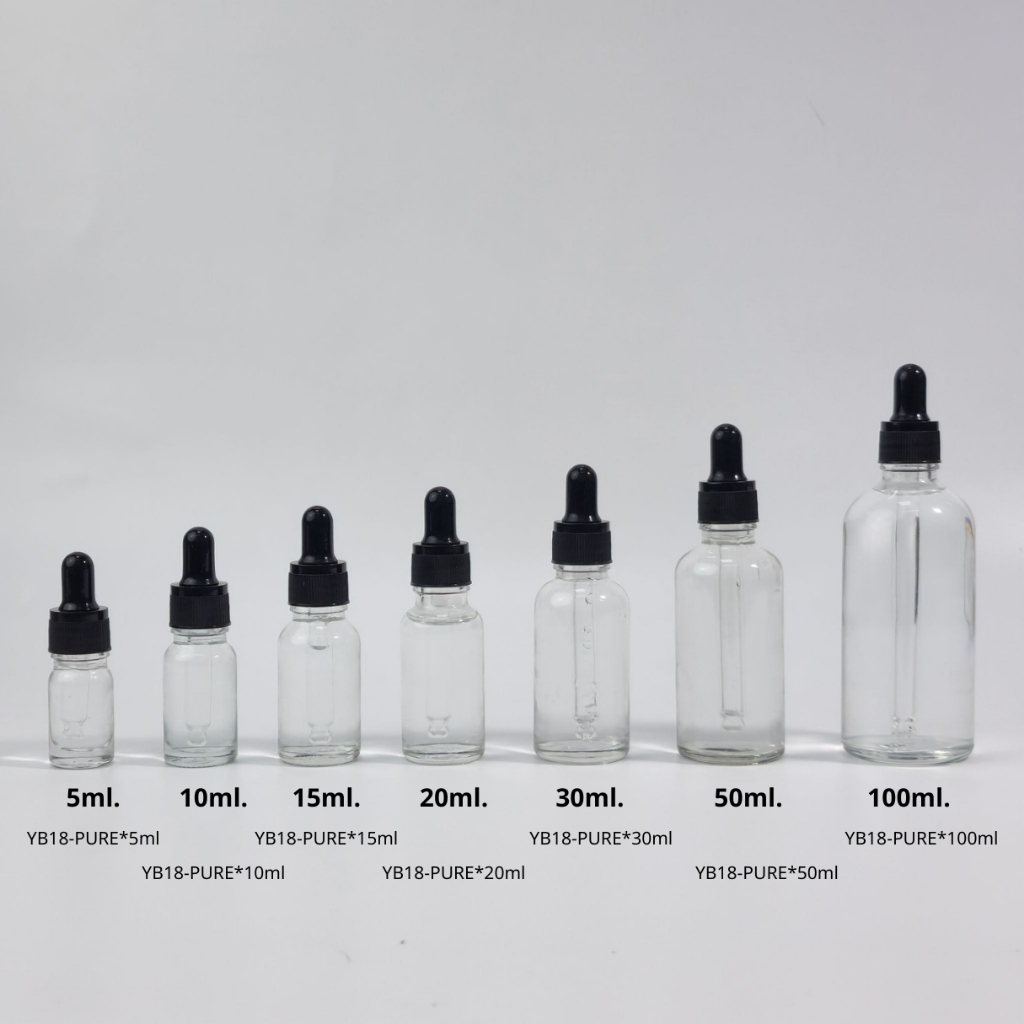 ขวดแก้วพร้อมดรอปเปอร์(ฝาดำหยัก จุกดำ)ขนาด 5ml 10ml 15ml 20ml 30ml 50ml 100mlหัวบีบหยด ใส่เซรั่ม เอสเซ้นต์ ขวดแบ่ง ภาชนะ