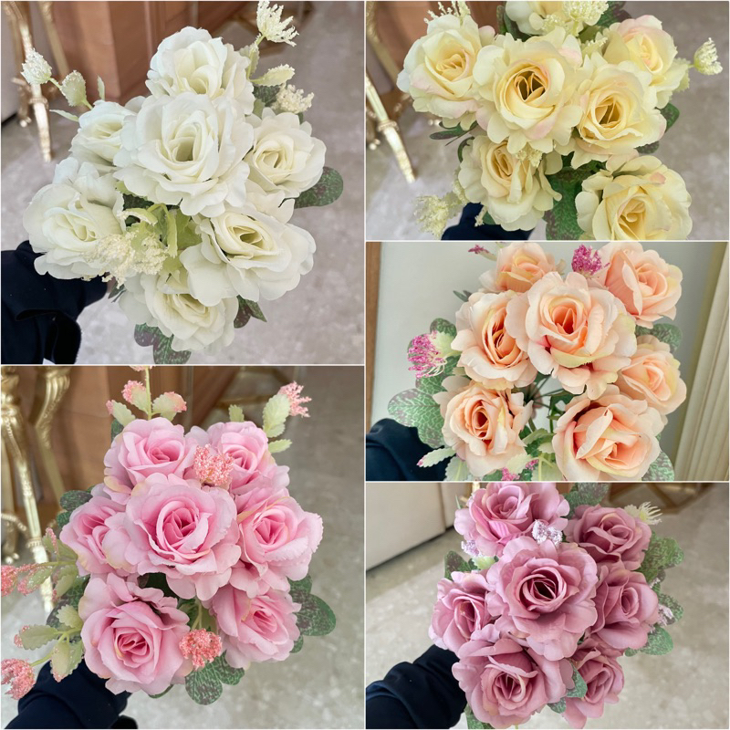 พร้อมส่ง กุหลาบตัวแต่งช่อเล็ก รุ่นซีเคร็ท7ดอก กุหลาบเล็ก กุหลาบผ้า ดอกไม้ปลอม ดอกไม้ประดิษฐ์ Rose