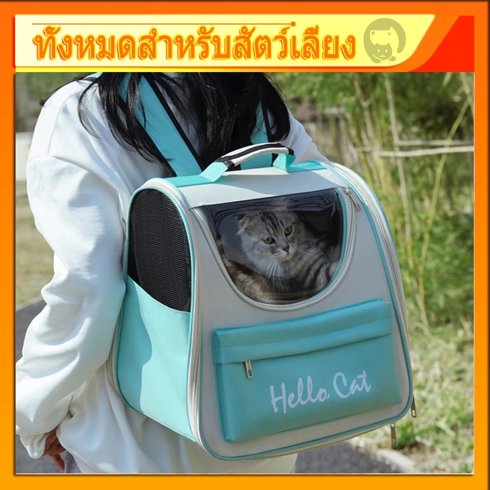 กระเป๋าสัตว์เลี้ยง พับเก็บได้ กระเป๋าเดินทางแมว ระบายอากาศได้ มีสีขอบด้านข้าง กระเป๋าแมวกระเป๋าสุนัข กระเป๋าสะพายแมว