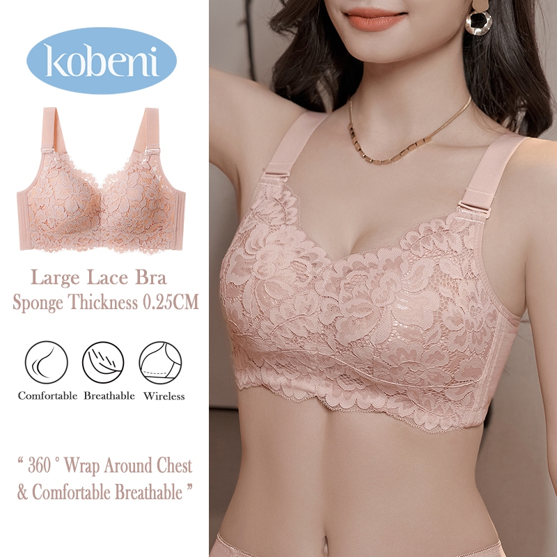 ⭐KOBENI⭐เสื้อชั้นในผู้หญิง เสื้อในเก็บข้าง บราลูกไม้ ลายดอกไม้ ไร้โครงเหล็ก ดันทรง อกชิด เก็บข้างได้