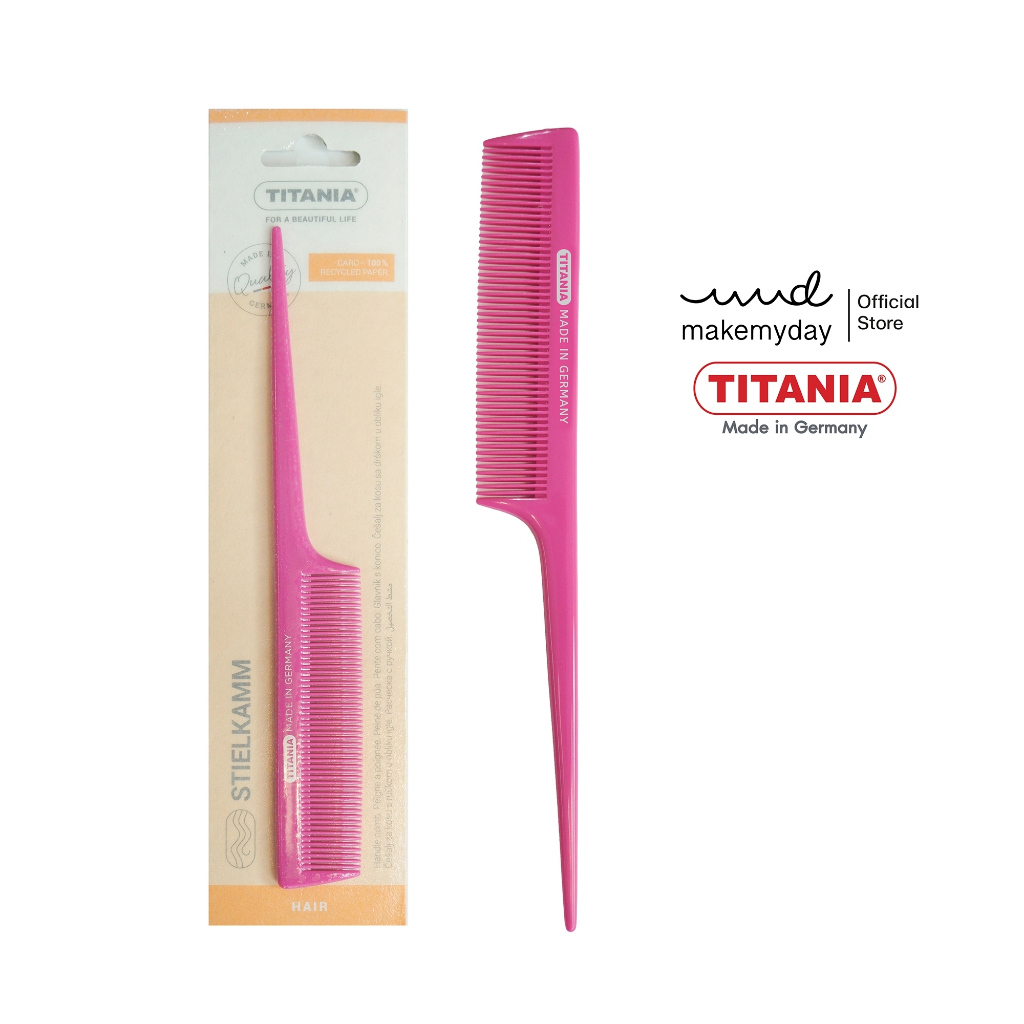 TITANIA comb with handle หวีหางแหลม สำหรับแบ่งผม จัดแต่งทรงผม ยีผม สร้างวอลลุ่ม ยาว 20.5 cm นำเข้าจากเยอรมันนี