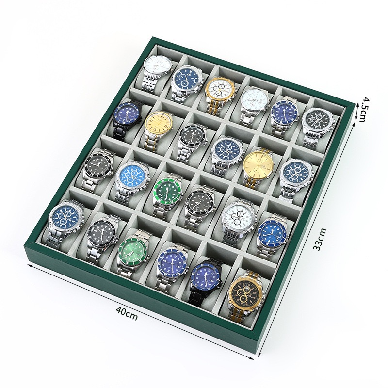 ถาดนาฬิกา 24 ช่อง หนังคลาสสิก+กำมะหยี่ภายใน กล่องนาฬิกา กล่องใส่นาฬิกา Watch Box การแสดงสตรีมมิ่งสด