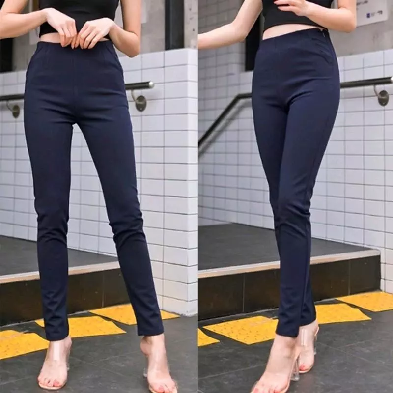 (NT 2)กางเกงโรเชฟ 9 ส่วน(Size S-36) เอวสูง ผ้าโรเชฟแท้ ซิปข้าง ทรงเดฟ กระชับพอดี