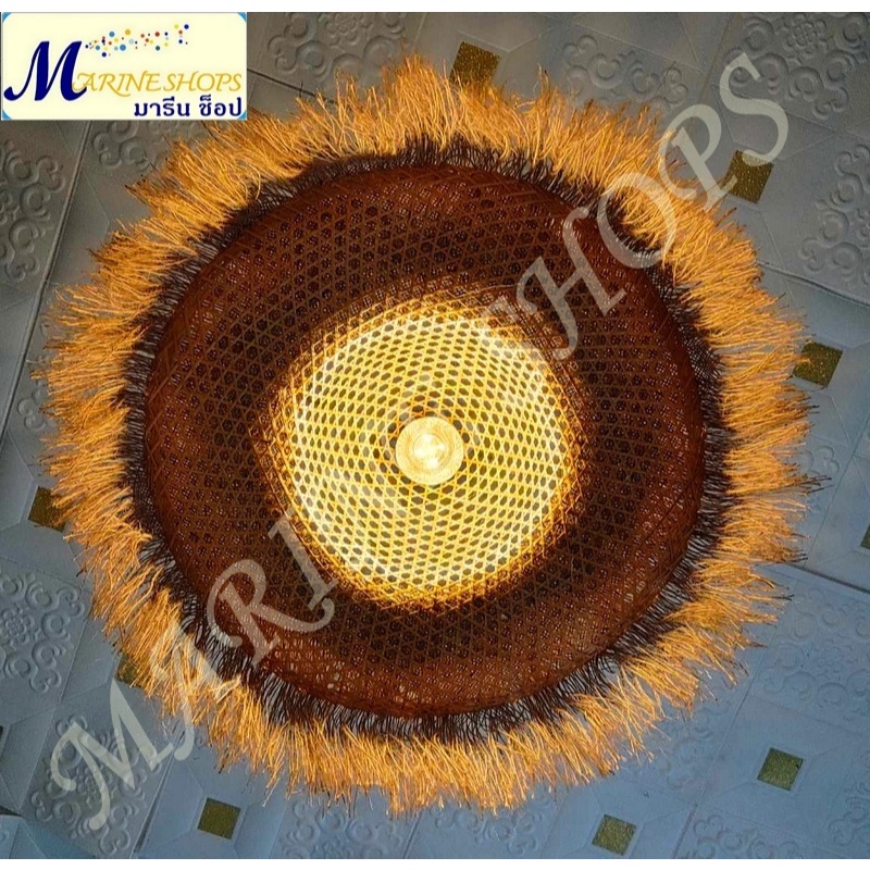 MARINE SHOPS มารีนช็อป โคมไฟไม้ไผ่สาน ไม้ไผ่ จักสาน ตกแต่ง เชือกป่าน ทรงหลังคาแฝก - รูปที่ 7