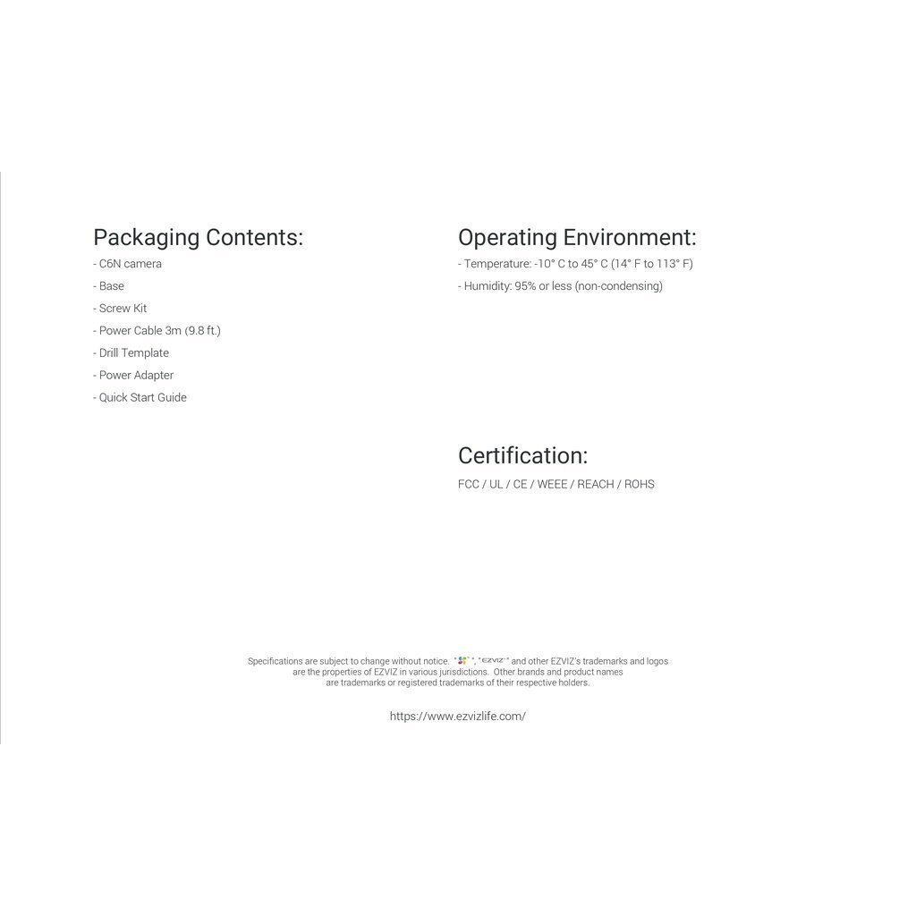 EZVIZ กล้องวงจรปิดไร้สาย 2MP พูดคุยโต้ตอบได้ รุ่น C6N (A0-1C2WFR) - แบบเลือกซื้อ
