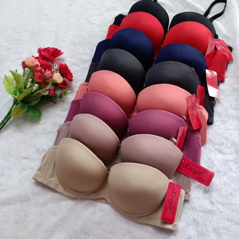 Keeya bra[6004] เสื้อในเกาะอก ครึ่งเต้ามีโครง ฟองน้ำหนา2เซน เต้าเล็กคัพAนะค่ะ
