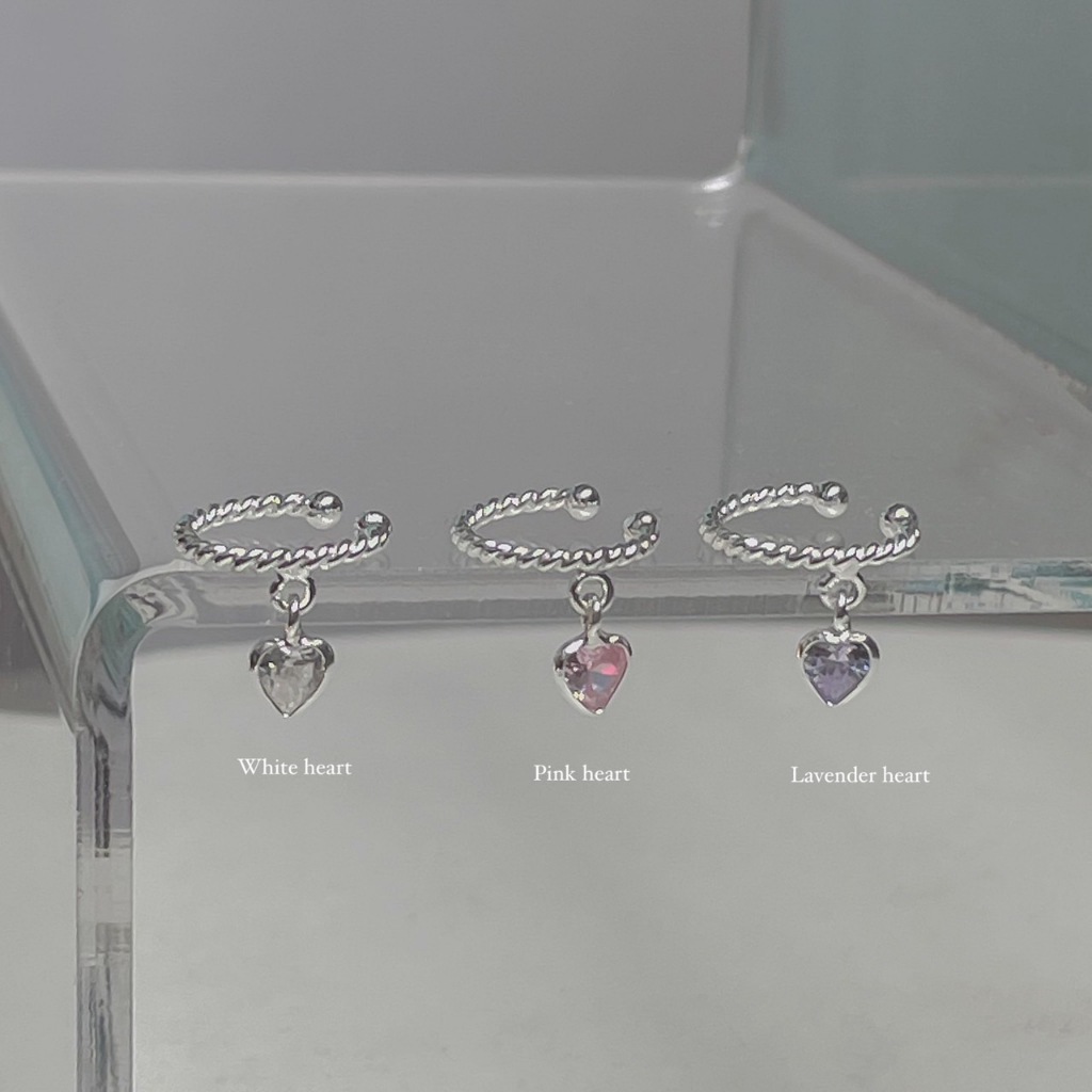 SissyJewelry // ต่างหูเงินแท้ รุ่น  Heart cz in double twisted heart drop stud