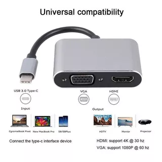 ⚡COD⚡Seamwi USB C to HDMI VGA Adapter 4 In 1 Dock Station Hub Type C เป็น HDMI เข้ากันได้กับ Macbook