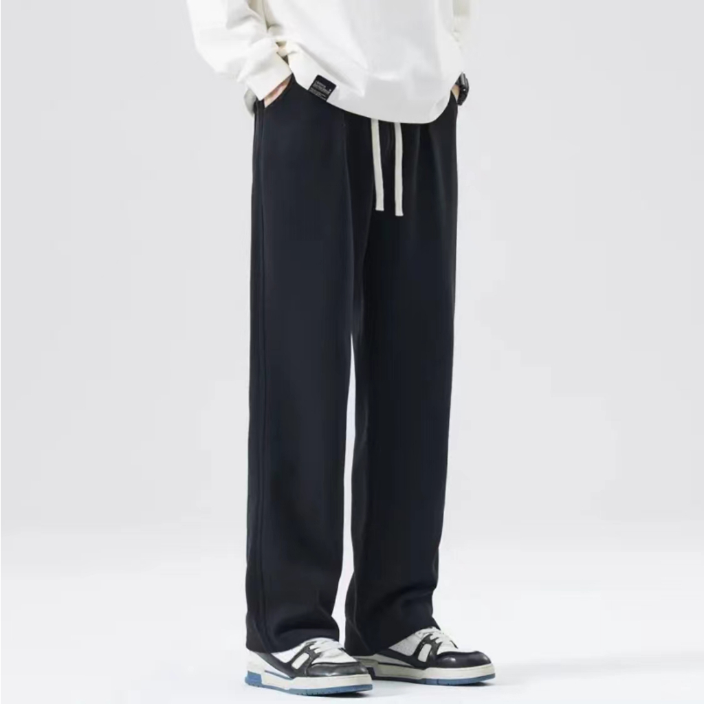 กางเกงยีนส์ยาวชาย ทรงกระบอกเอวสูง ใส่สบาย เอวยางยืด ปรับเอวด้วยเชือก เท่ๆเข้ากับทุกแนว 4สี ฟ้าอ่อน ดำ ยีนส์ เทา - รูปที่ 7