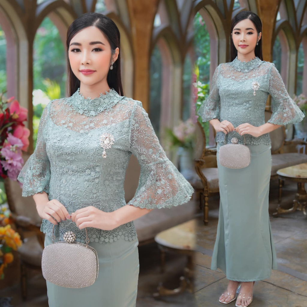 GBK เสื้อ+กระโปรง ชุดออกงาน แม่เจ้าภาพ มี2สี รหัส 1021