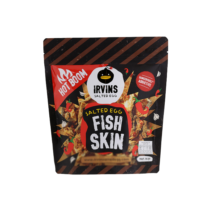 ⚡️เออวินส์ หนังปลาทอดกรอบเคลือบไข่เค็ม รสเผ็ด80กรัม / Irvins Salted Egg Hot Boom Salted Egg Fish Ski