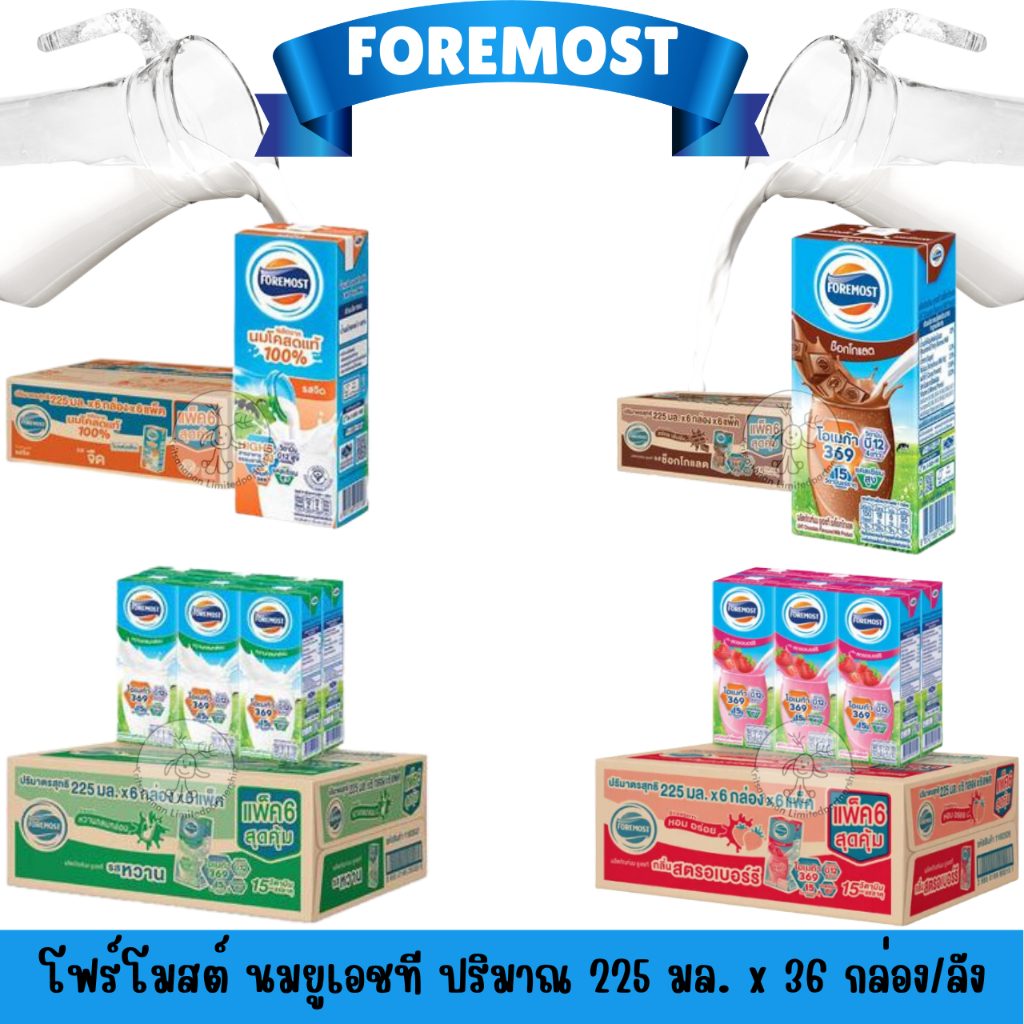โฟร์โมสต์ นมยูเอชที ขนาด 225 มล. ครบทุกรส ยกลัง 36 กล่อง