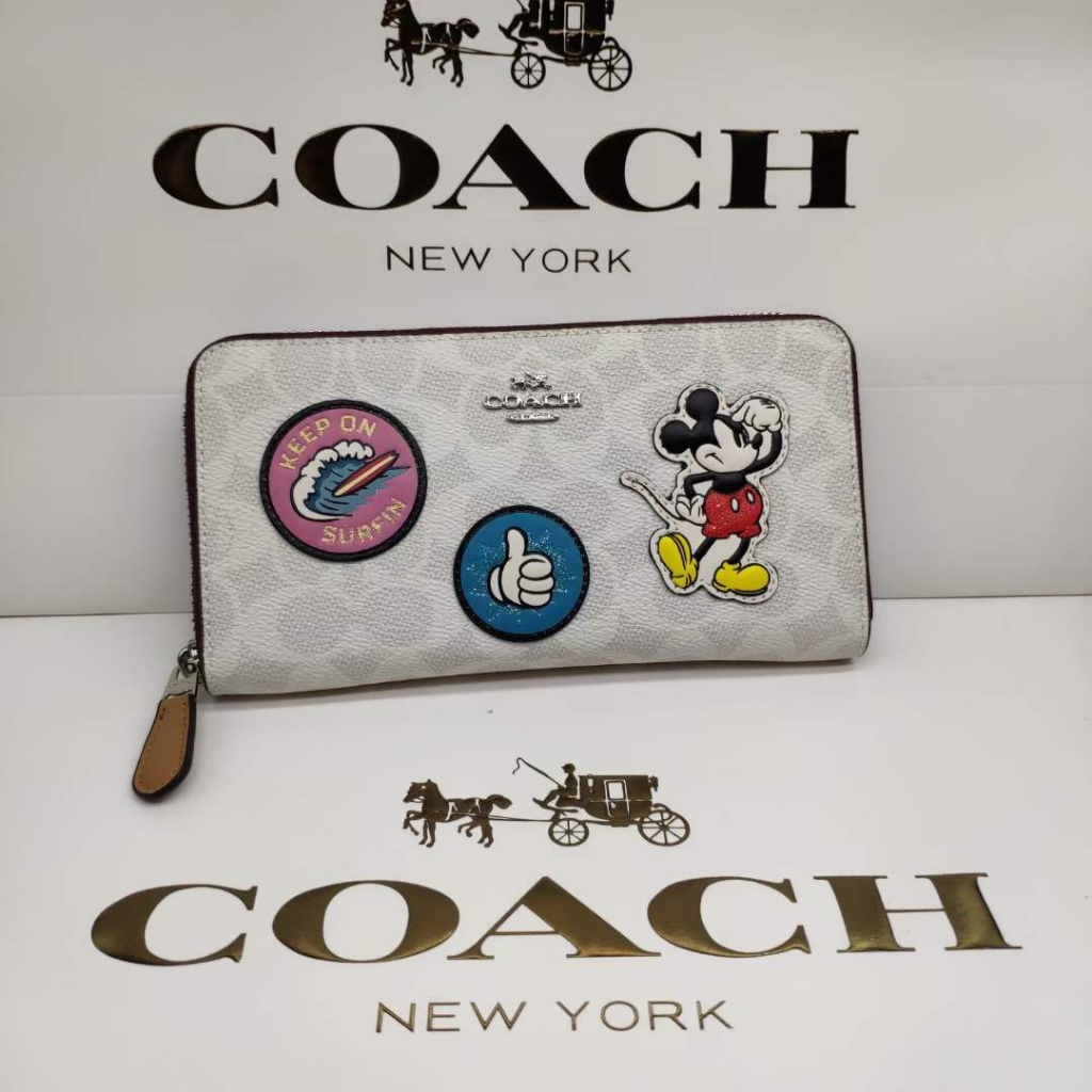 COACH Mickey Lady กระเป๋าสตางค์ยาวคลิปหนีบเงินซิป