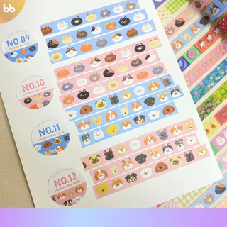 Washi Tape 15mm. x 10m. วาชิเทป No.1 - 20 🐶🐱⛅🌸🪷✨ เทปกระดาษ เทปน่ารัก ตกแต่งสมุด