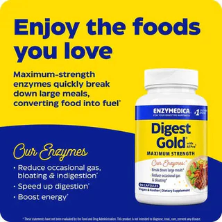 ENZYMEDICA Digest Gold with ATPro 💝 เอนไซม์ 14 ชนิด ช่วยย่อยอาหารมื้อหลัก ยอดขายอันดับหนึ่งอเมริกา