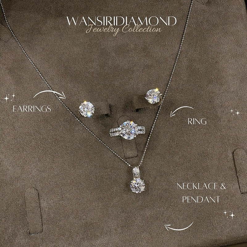 💎ชุดสร้อยคอ ต่างหู แหวนเพชรสุดปัง (ซื้อแยกได้ทุกชิ้น) ~ เพชรสังเคราะห์เหลี่ยม(H&A)นำเข้าเพชรเอง โรงงานทำเพชรแท้กว่า30ปี