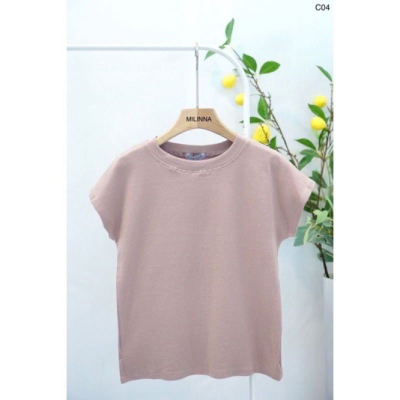 Milinna C-40 เสื้อยืดผ้าร่อง แขนเต่อ
