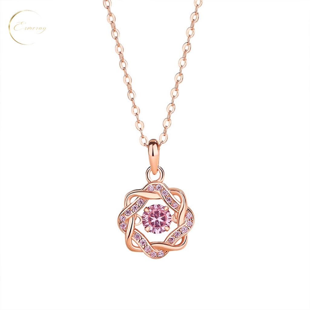 Peach Heart Necklace สร้อยเงินแท้ Esmeray หัวใจดอกท้อ สวย รูปที่ 4