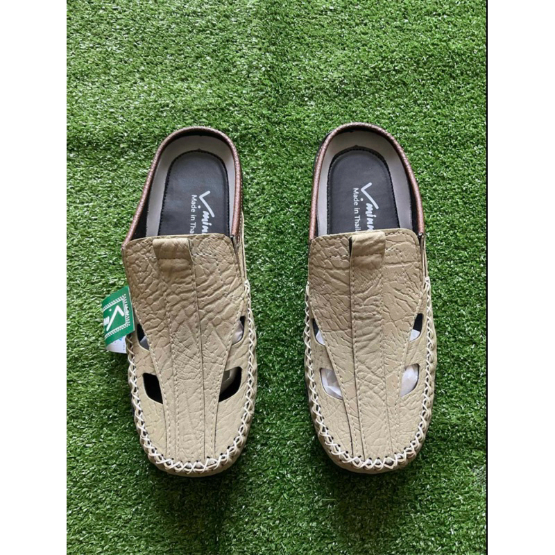 คัทชูรองเท้าผู้ชายแนวMoccasin(มอคคาซิน)เปิดส้นลายช้าง รหัส 858