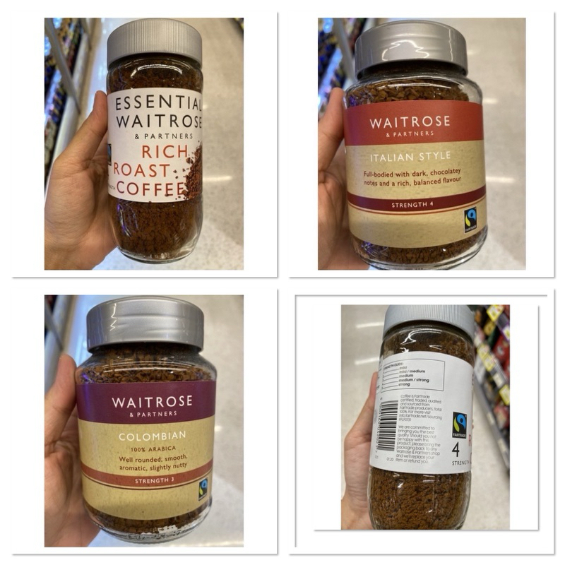 กาแฟ สำเร็จรูป เวทโทรส เอสเซนเซียล 100g. Rich Roast Coffee Instant Graunles Waitrose Essenttal /  Co