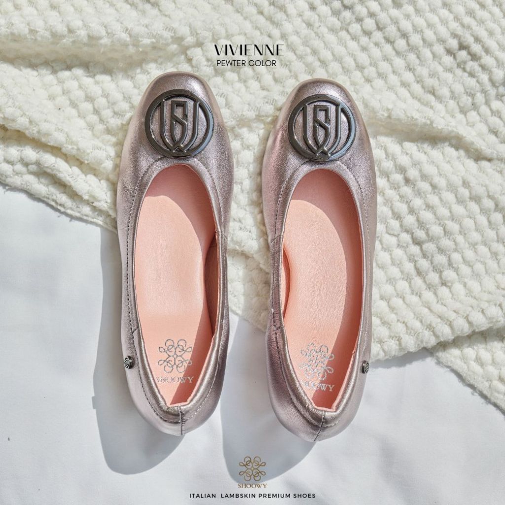 รองเท้าหนังแกะรุ่น Vivienne Pewter Color (สีเทาเมทัลลิค)