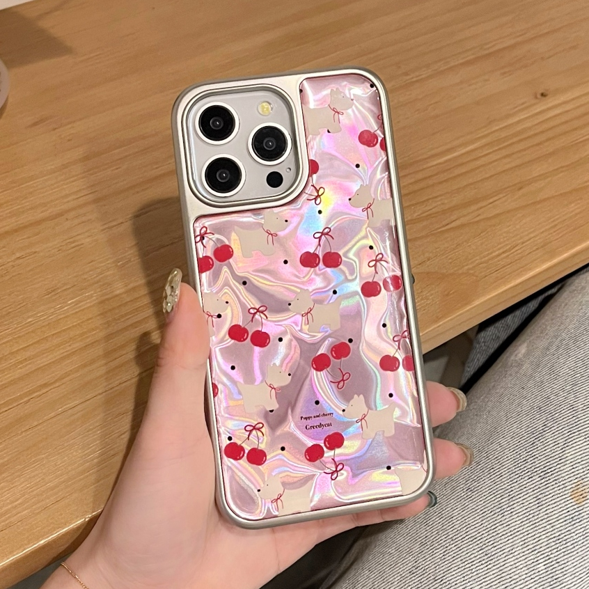จัดส่งภายใน24ชม เลเซอร์ เชอร์รี่ สุนัขที่ราบสูงตะวันตก เคสไอโฟน 15 14 13 12 pro max ชุบด้วยไฟฟ้า Case for iPhone 15