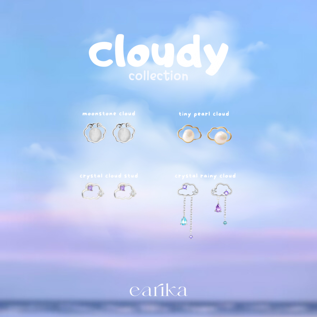 earika.earrings - cloudy collection ต่างหูก้อนเมฆ เงินแท้ชุบ ผิวแพ้ง่ายใส่ได้